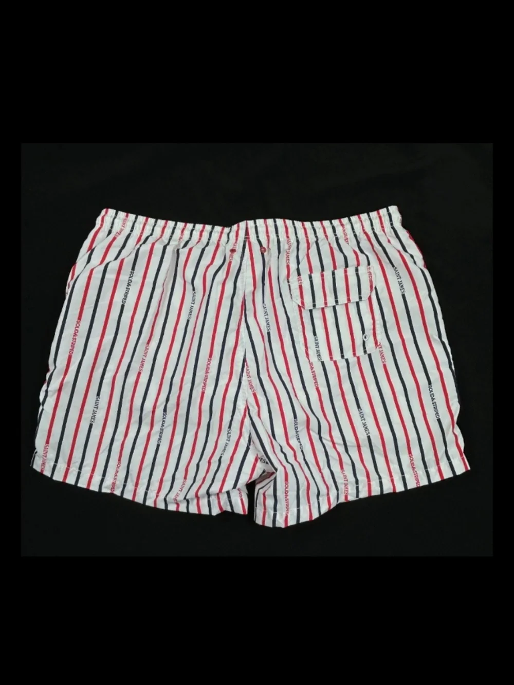 Saint James X Solid & Striped Swim Trunks Shorts Mens XL Red White Blue Lined
